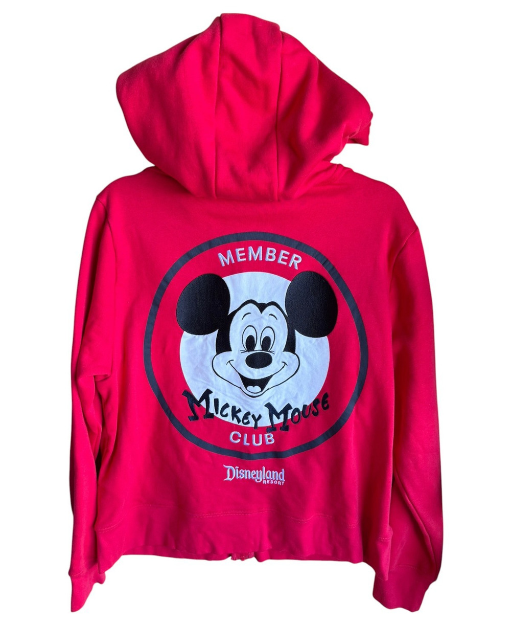 Disney Mickey Mouse Club 70th Anniversary Unisex Zip Hoodie Red Sweatshirt L
